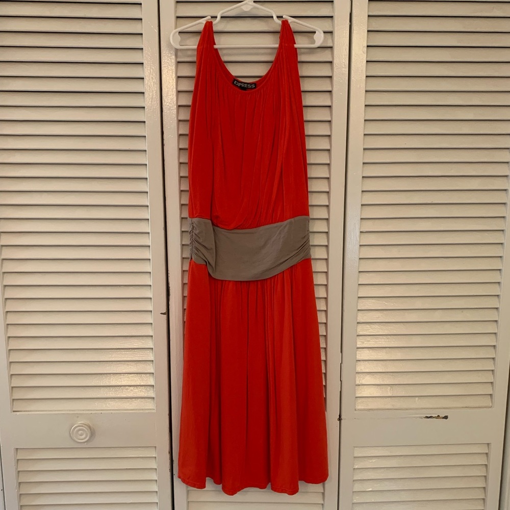 EXPRESS Orange Stretch Rayon A-Line Sleeveless Dress size XS Lined EXCELLENT